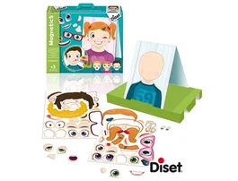 DISET Magnetics Expresiones 63247 - Pizarra Magnética de Doble Cara con Piezas para Crear Caras y Estados de Ánimo, Juego Educativo para Niños +3 Años