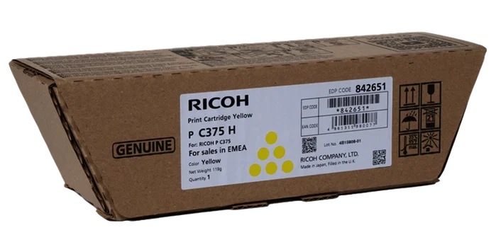 Ricoh Tóner P C375H Amarillo Original 842651 10.000 páginas original Ricoh Tóner P C375H Amarillo Original 842651 10.000 páginas original
