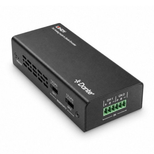 Lindy 70622 Codificador de Audio Analógico de 2 Canales a Dante Negro