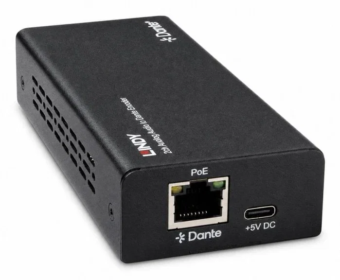 Lindy 70622 Codificador de Audio Analógico de 2 Canales a Dante Negro