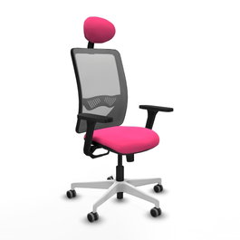 PIQUERAS Y CRESPO Silla de oficina Zulema Rosa y Gris con mecanismo Sincro