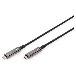 Digitus Cable AOC AV USB 3.2 Gen 1 USB C a USB C, 4K/60Hz, 15 Metros, Negro