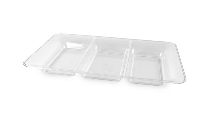 Algon Bandeja Ps 3 Departamentos Transparente Rectangular 36.2 x 23 x 3.6 cm (18 Unidades)