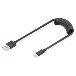Digitus Cable en espiral USB-A a USB-C 1 m AK-300430-006-S
