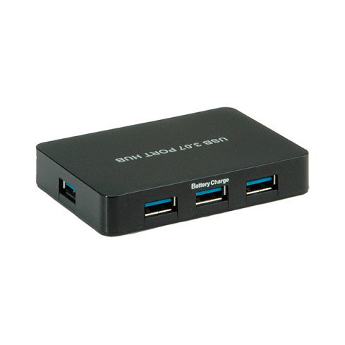 VALUE 14.99.5047 Hub USB 3.2 Gen 1 Desktop, 7 Puertos Tipo-A, Velocidad 5 Gbps, Con Fuente de Alimentación y Cable USB