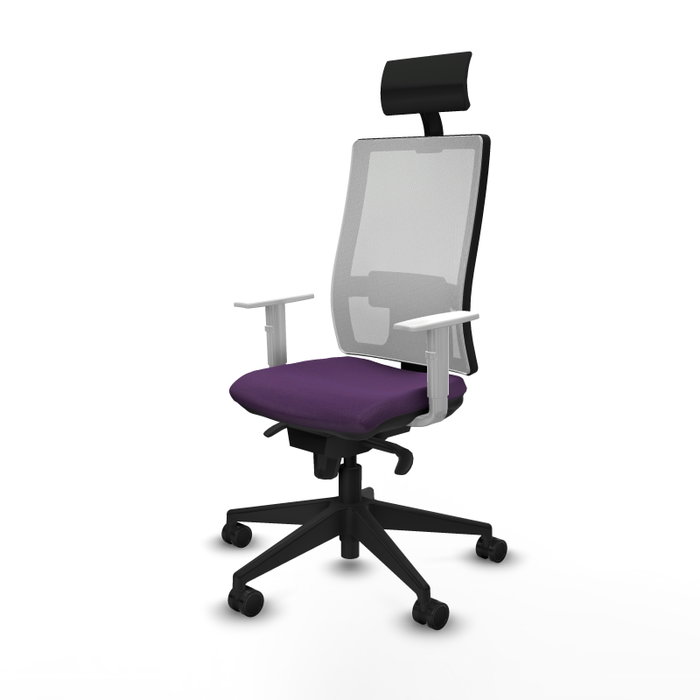 PIQUERAS Y CRESPO Silla de oficina Horna con mecanismo Sincro, Morado y Blanco
