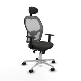 PIQUERAS Y CRESPO Silla de oficina Jorquera con mecanismo sincro, tela negra y malla gris
