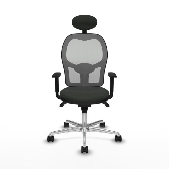 PIQUERAS Y CRESPO Silla de oficina Jorquera con mecanismo sincro, tela negra y malla gris