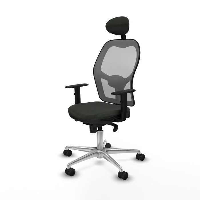 PIQUERAS Y CRESPO Silla de oficina Jorquera con mecanismo sincro, tela negra y malla gris