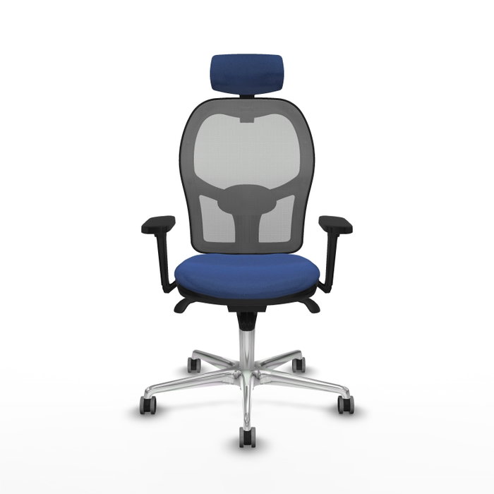 PIQUERAS Y CRESPO Silla de oficina Jorquera con mecanismo sincro, tela azul marino y malla gris PIQUERAS Y CRESPO Silla de oficina Jorquera con mecanismo sincro, tela azul marino y malla gris