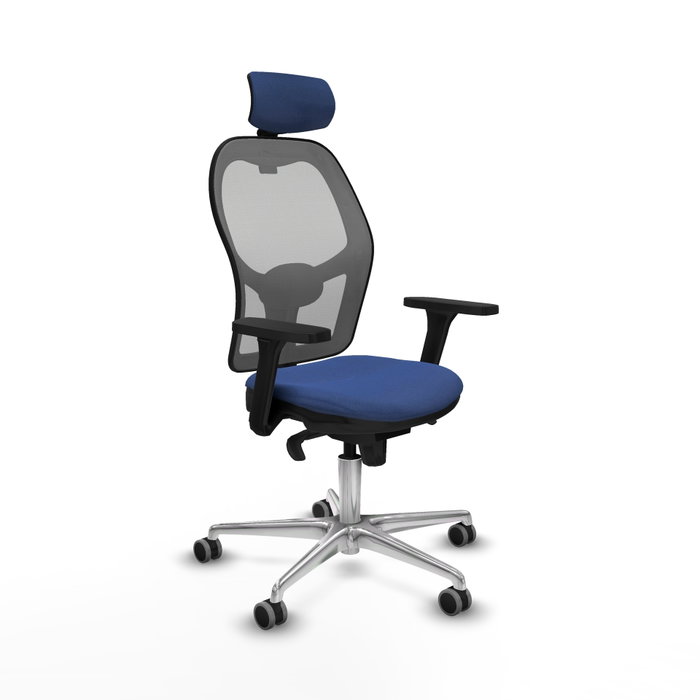PIQUERAS Y CRESPO Silla de oficina Jorquera con mecanismo sincro, tela azul marino y malla gris PIQUERAS Y CRESPO Silla de oficina Jorquera con mecanismo sincro, tela azul marino y malla gris