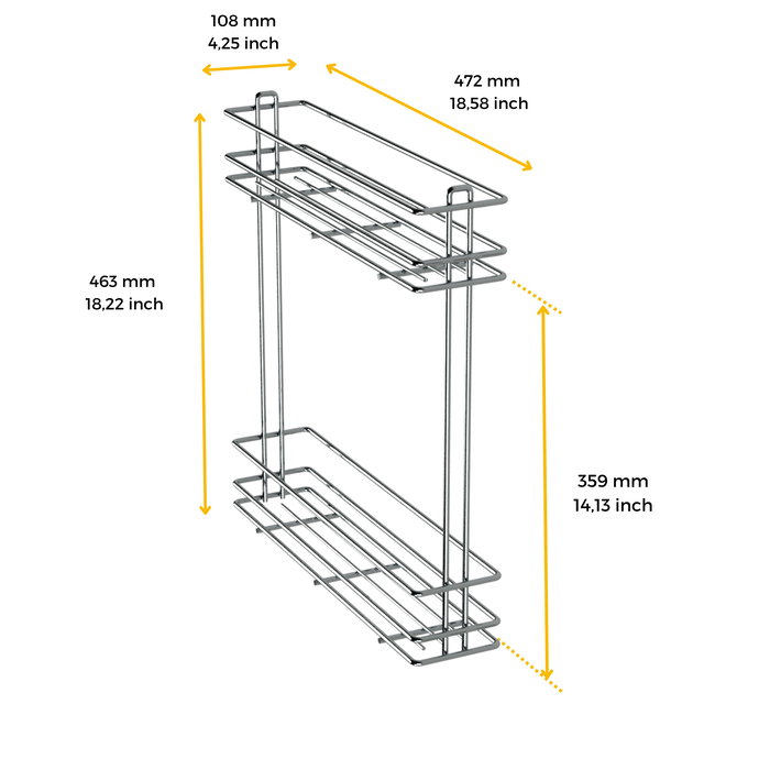 Emuca Botellero extraíble SupraMax, módulo 150mm, Acero, Cromado
