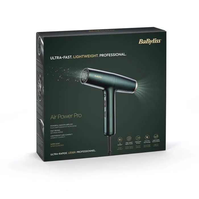 Babyliss D6555DE Secador de Pelo Air Power Pro GREEN - Motor Digital - Sistema Iónico - Ultrasilencioso Babyliss D6555DE Secador de Pelo Air Power Pro GREEN - Motor Digital - Sistema Iónico - Ultrasilencioso