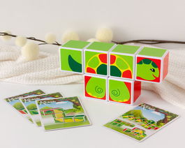 Puzzle Magnético con Tarjetas de Actividades y Animales para Niños +24 Meses, 6 Piezas