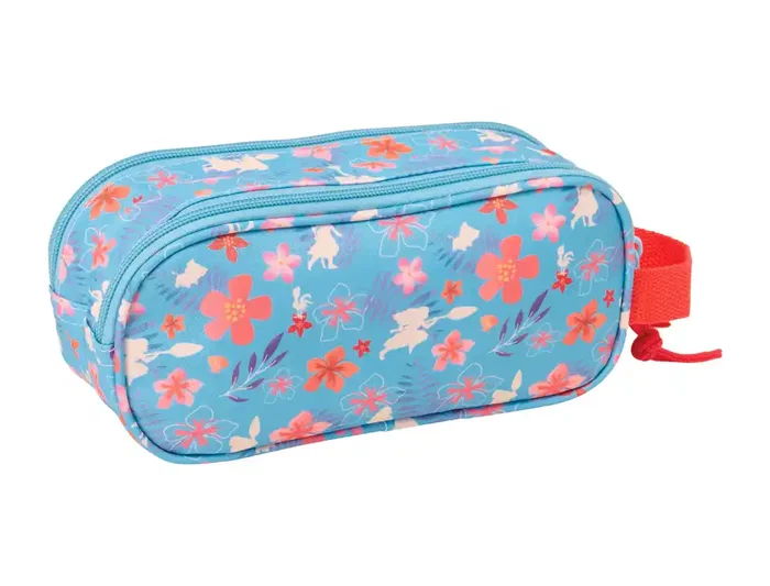 Safta Estuche Portatodo Doble Bolso Escolar, Colección Vaiana, 3D con dos cremalleras, Dimensiones 80x210x60 mm