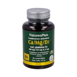 NATURES PLUS Calcio Magnesio D3+K2 30 Comprimidos Suplemento Salud Ósea