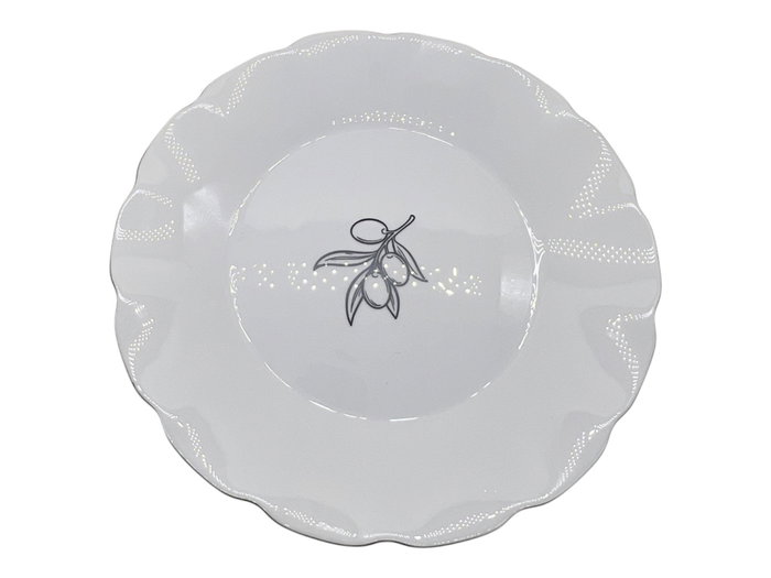 DKD Home Decor Juego de 6 Platos de Vidrio Opal Olivo Blanco y Negro DKD Home Decor Juego de 6 Platos de Vidrio Opal Olivo Blanco y Negro