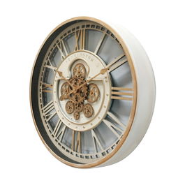 DKD Home Decor Reloj de Pared Vintage Blanco Metal Cristal 60.5 x 9.5 x 60.5 cm