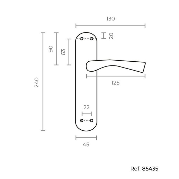 Edm Juego de Manillas 707 Latón Satinado Acero y Aluminio Placa 240 x 45 mm