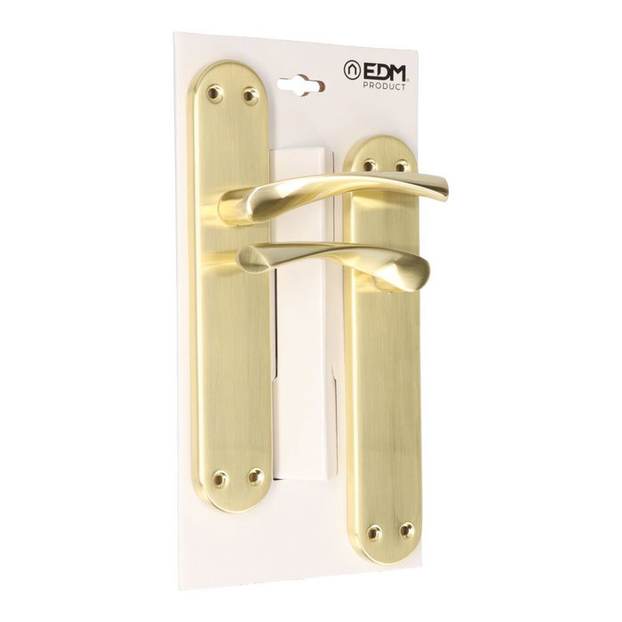 Edm Juego de Manillas 707 Latón Satinado Acero y Aluminio Placa 240 x 45 mm