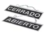Blanca Letrero Aluminio Serigrafiado Abierto Cerrado con Cadena Ventosa 232x74 mm