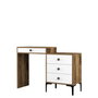 Hanah Home Mesa de Maquillaje Lizbon 551, Moderna, Blanca y de Nogal, Elegante con Patas Metálicas, Mueble de Tocador Funcional para Dormitorio