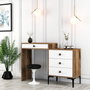 Hanah Home Mesa de Maquillaje Lizbon 551, Moderna, Blanca y de Nogal, Elegante con Patas Metálicas, Mueble de Tocador Funcional para Dormitorio