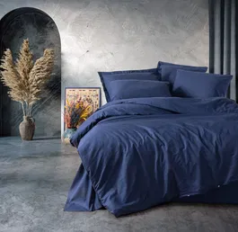 Sin Marca Juego de Cama 1 Funda Nórdica 140x200cm + 1 Funda de Almohada 60x60cm - 100% Algodón Reforzado Azul Oscuro - AUC8684282421313