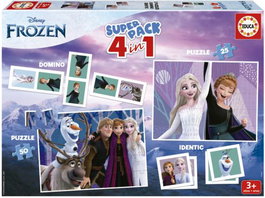 EDUCA BORRAS Superpack 4 en 1 Frozen: 2 Puzzles + Dominó + Identic