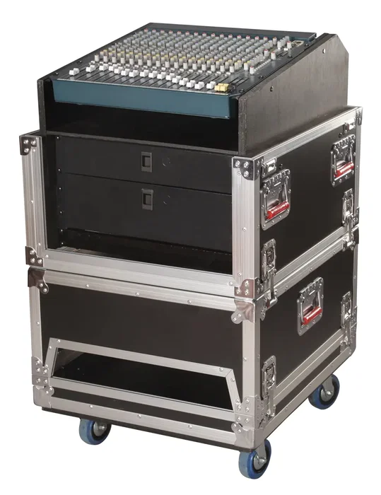 Gator Rack de transporte de madera para consola de audio 14U + 6U - Negro Gator Rack de transporte de madera para consola de audio 14U + 6U - Negro