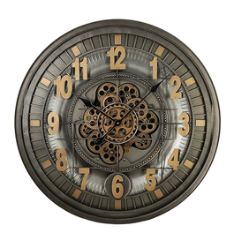 DKD Home Decor Reloj de Pared Vintage Plateado Dorado 66.5 x 66.5 x 8.5 cm