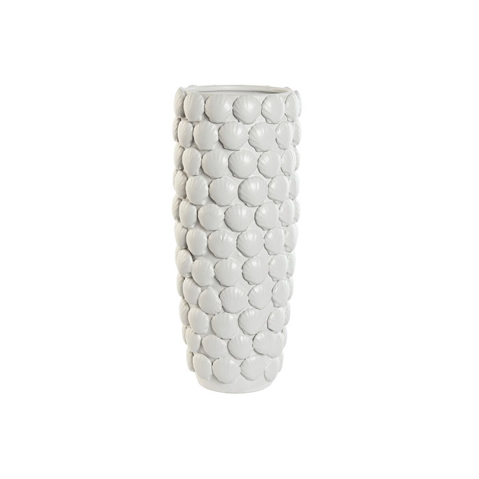 DKD Home Decor Jarrón de Gres Blanco con Conchas
