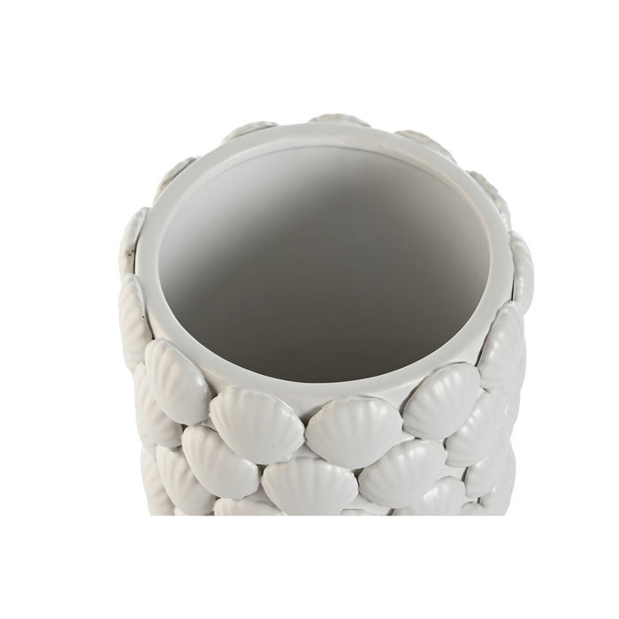 DKD Home Decor Jarrón de Gres Blanco con Conchas