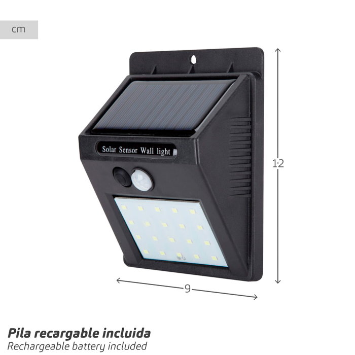 Aktive Aplique de luz solar 20 LED con sensor de movimiento