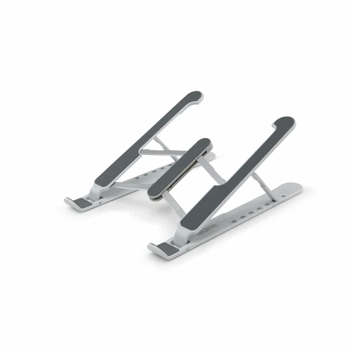 Dicota D31889 Soporte para Ordenador Portátil y Tablet, Ajustable en Altura, Aluminio y Silicona, Negro y Plata