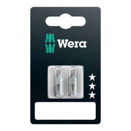 Wera Puntas Pozidrive PZ2 x 25 mm, 2 unidades, hexagonal 1/4 pulg (6.3 mm), blister