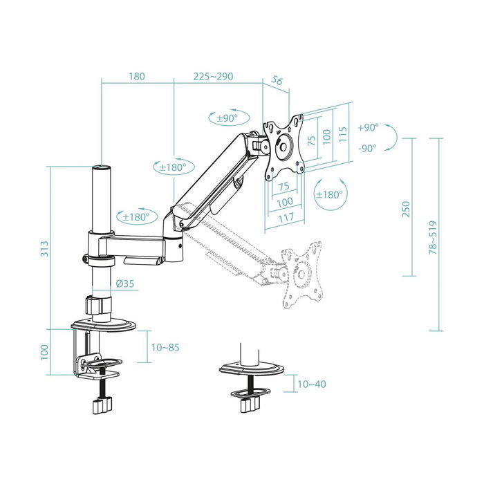 Tooq Soporte de Mesa para Pantallas 17''-32'', Negro