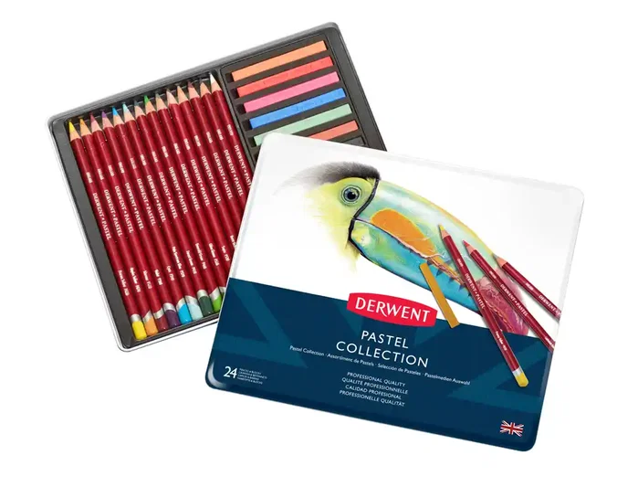 Derwent Coloursoft – Set De 24 Lápices De Colores Suaves Y Mezclables | Ideal Para Dibujos De Naturaleza, Paisajes Y Retratos | Estuche Metálico