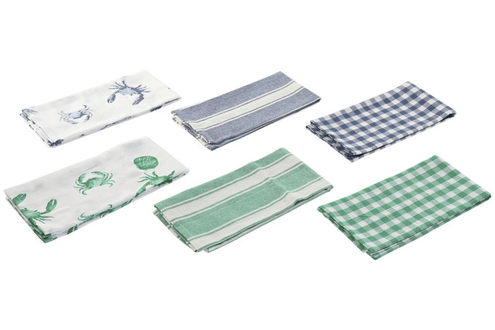 DKD Home Decor Set de 3 Paños de Cocina de Algodón con Diseños Marinos DKD Home Decor Set de 3 Paños de Cocina de Algodón con Diseños Marinos