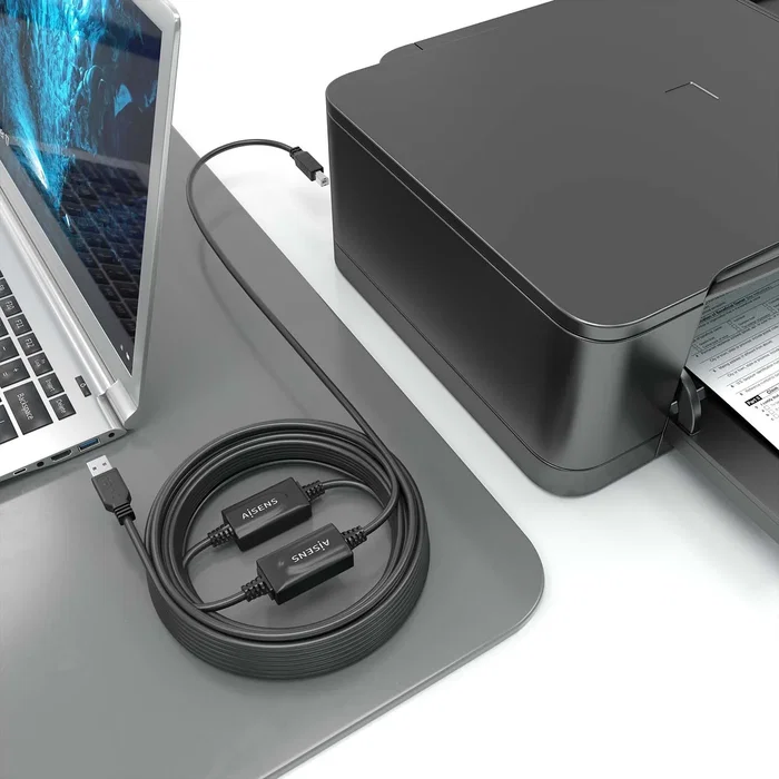 Aisens Cable USB 2.0 con Amplificador A/M-B/M Negro 15m Aisens Cable USB 2.0 con Amplificador A/M-B/M Negro 15m