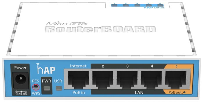 MikroTik hAP RB951Ui-2nD con 5 puertos Ethernet y PoE MikroTik hAP RB951Ui-2nD con 5 puertos Ethernet y PoE