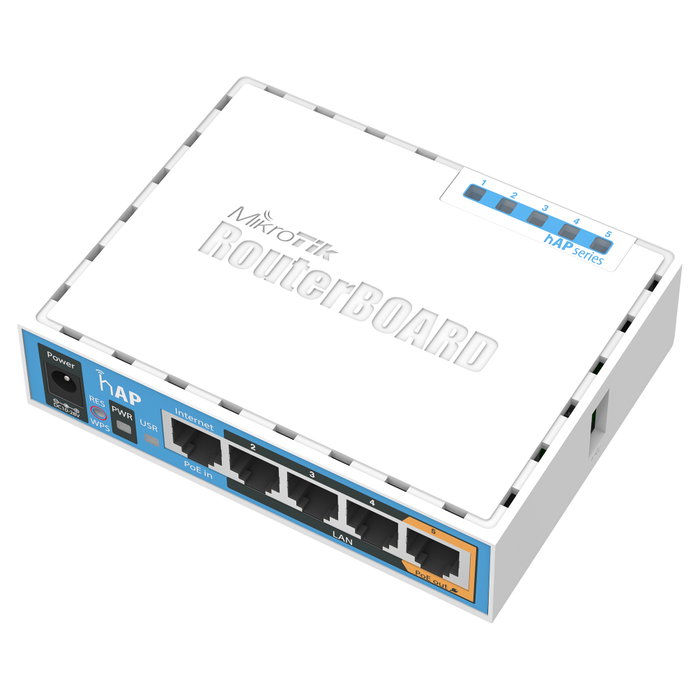 MikroTik hAP RB951Ui-2nD con 5 puertos Ethernet y PoE MikroTik hAP RB951Ui-2nD con 5 puertos Ethernet y PoE