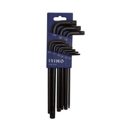 Irimo Juego de 9 llaves acodadas pavonadas Torx® T10-T50