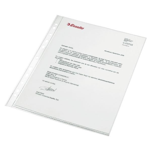 Esselte Funda Multitaladro Folio 120 Micras Cristal Caja de 100 Unidades