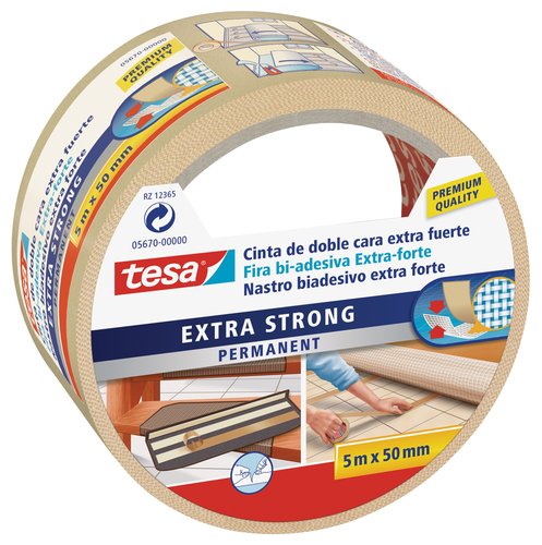 Cinta Adhesiva Doble Cara Tesa Moquetas Rollo 5X50 Extra Fuerte Cinta Adhesiva Doble Cara Tesa Moquetas Rollo 5X50 Extra Fuerte