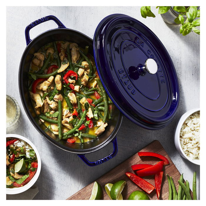 Staub La Cocotte 40510-288-0 Olla Ovalada de Hierro Fundido 29cm 4.2L Azul para Inducción