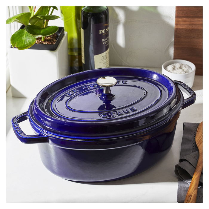 Staub La Cocotte 40510-288-0 Olla Ovalada de Hierro Fundido 29cm 4.2L Azul para Inducción