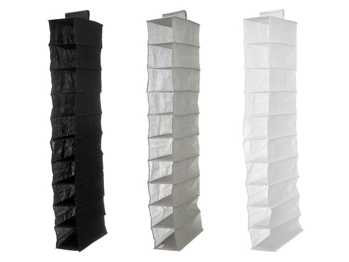 Kipit Organizador Armario 10 Cavidades Surtido Tela y Cartón Blanco/Gris/Negro 28 x 16 x 4.5 cm (Set de 24)