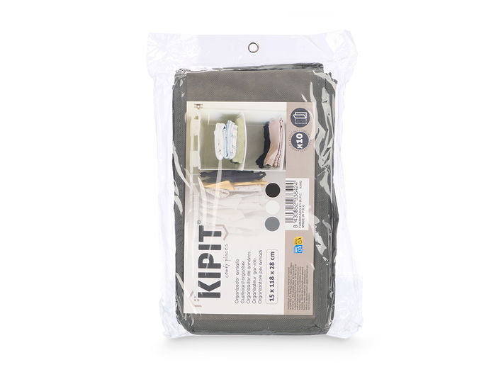 Kipit Organizador Armario 10 Cavidades Surtido Tela y Cartón Blanco/Gris/Negro 28 x 16 x 4.5 cm (Set de 24)