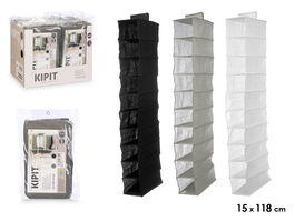 Kipit Organizador Armario 10 Cavidades Surtido Tela y Cartón Blanco/Gris/Negro 28 x 16 x 4.5 cm (Set de 24)